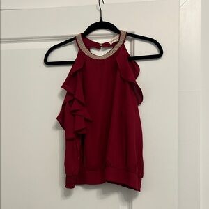 Elegant Red Ruffled Women's Top